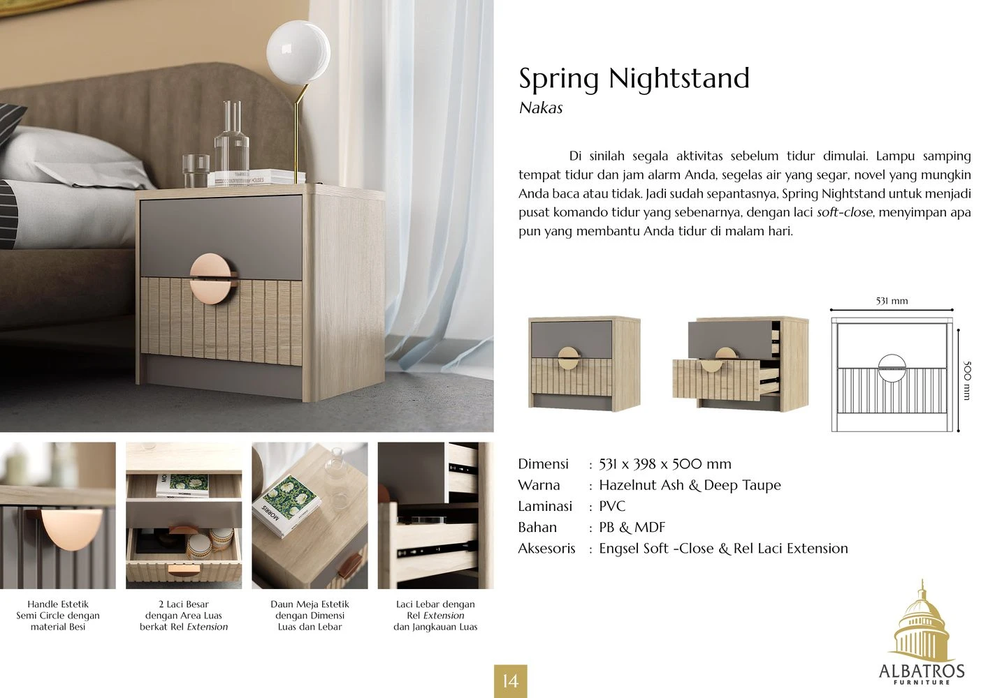NST Spring - Nightstand Meja Nakas Meja Samping gallery 1