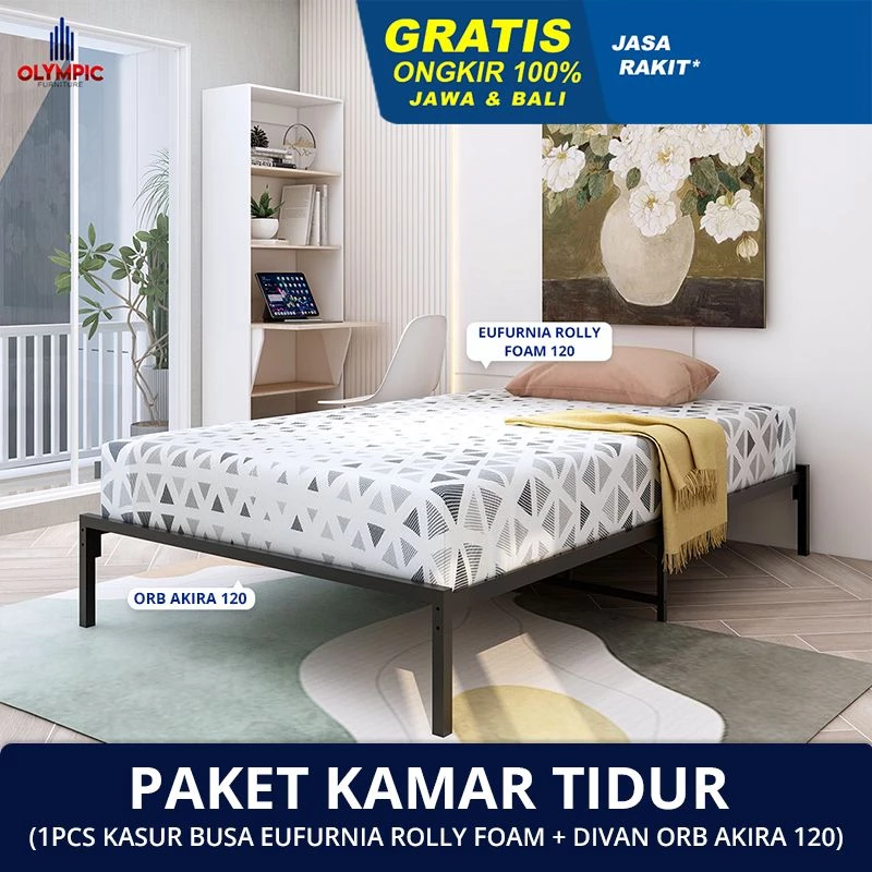 ORB Akira + Roll Foam - Olympic Paket Divan dan Kasur / Set Tempat Tidur / Kasur Busa + Divan Besi