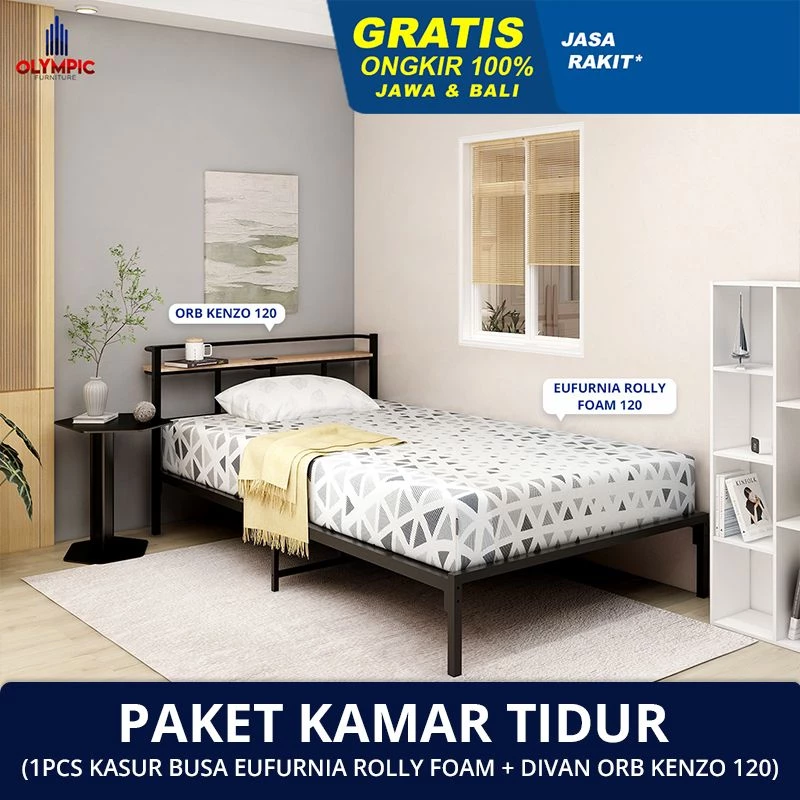 ORB Kenzo + Roll Foam - Olympic Paket Divan dan Kasur / Set Tempat Tidur / Kasur Busa + Divan Besi