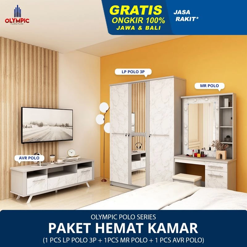 Paket Hemat Kamar Polo Series - Motif Marble - AVR POLO + MR POLO + LP POLO