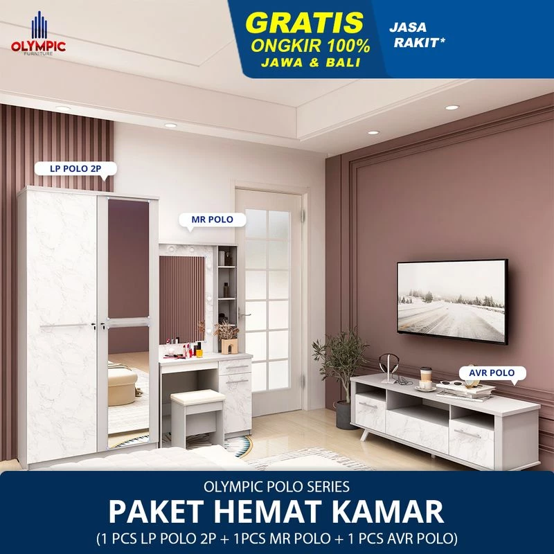Paket Hemat Kamar Polo Series - Motif Marble - AVR POLO + MR POLO + LP POLO