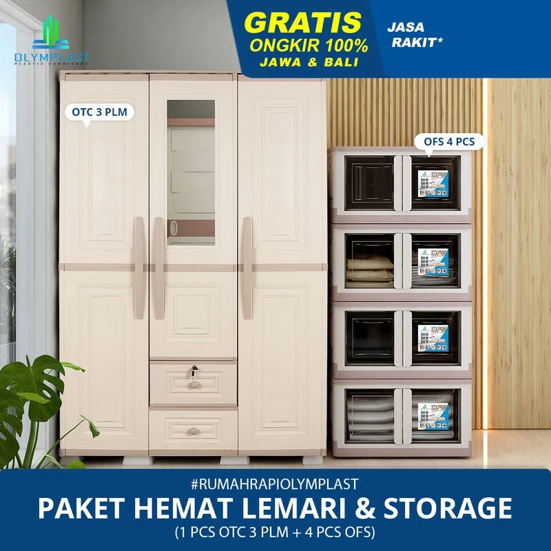Paket Hemat Lemari dan Tempat Penyimpanan - OTC 3P Modern + OFS 4pcs