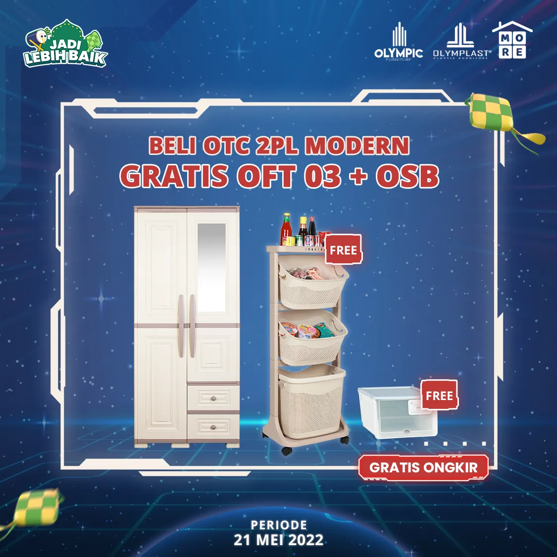 Lemari Olymplast OTC 2PL Modern (GRATIS OFT 03+OSB)