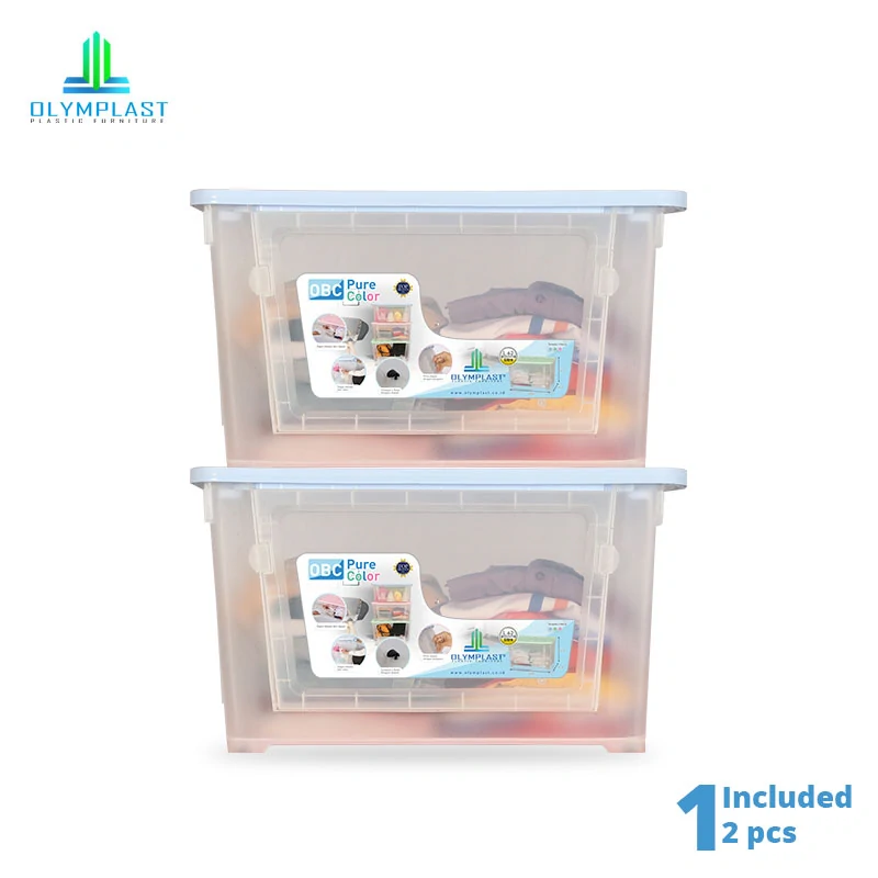 OBC Pure - Kotak Plastik Kontainer Penyimpanan Serbaguna Transparan - Olymplast Box Container - 2pcs