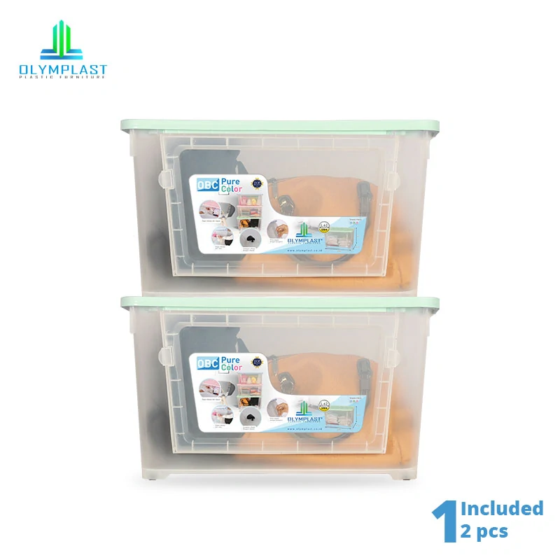 OBC Pure - Kotak Plastik Kontainer Penyimpanan Serbaguna Transparan - Olymplast Box Container - 2pcs