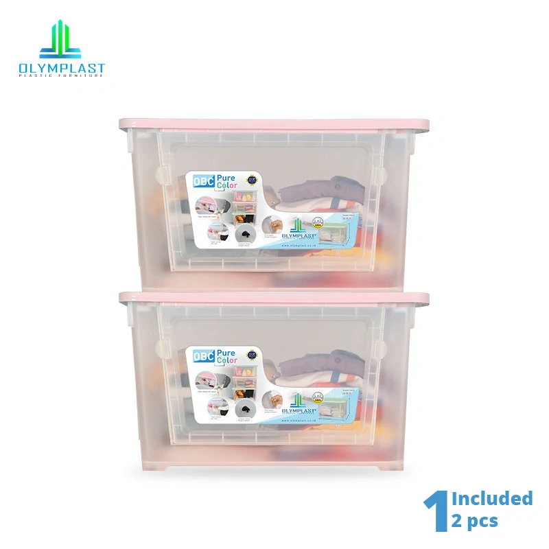 OBC Pure - Kotak Plastik Kontainer Penyimpanan Serbaguna Transparan - Olymplast Box Container - 2pcs