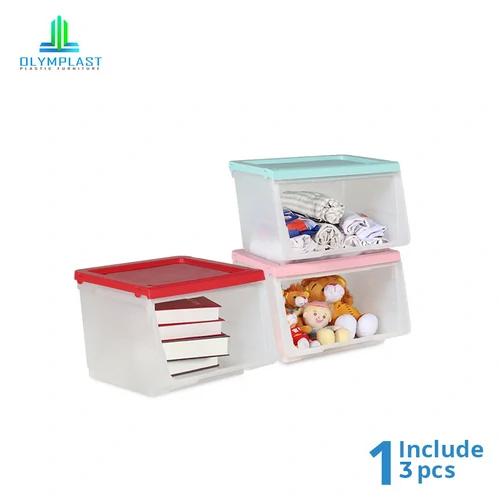 OSS Pure - Kotak Plastik Penyimpanan Serbaguna Transparan - Olymplast Storage Solution - 3pcs