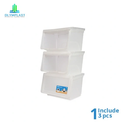OSS Pure - Kotak Plastik Penyimpanan Serbaguna Transparan - Olymplast Storage Solution - 3pcs