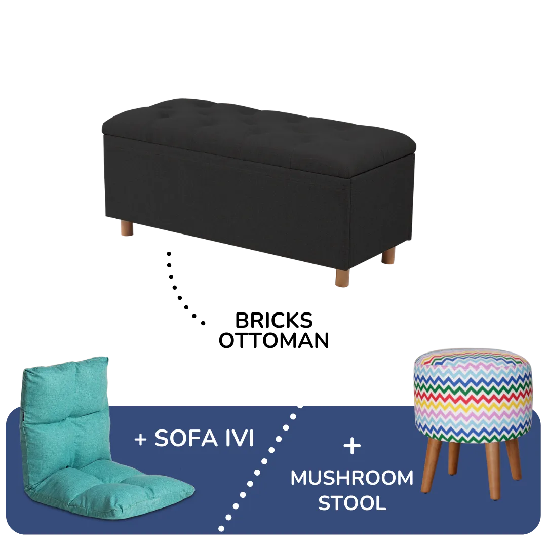 Procella Sofa Bricks Ottoman + Sofa IVI / Mushroom Stool
