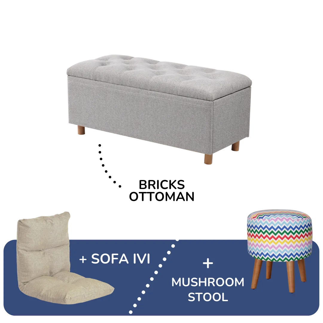 Procella Sofa Bricks Ottoman + Sofa IVI / Mushroom Stool