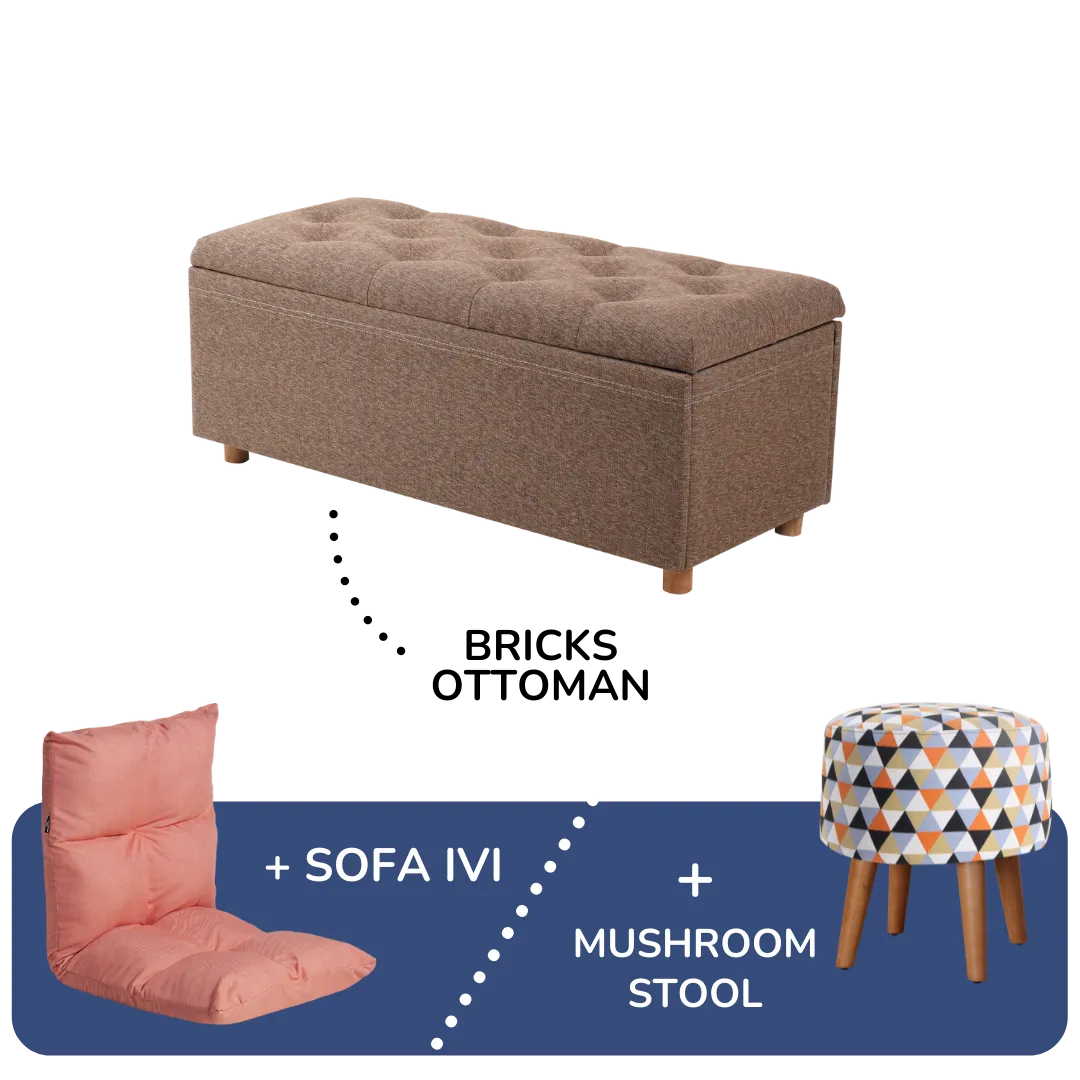 Procella Sofa Bricks Ottoman + Sofa IVI / Mushroom Stool