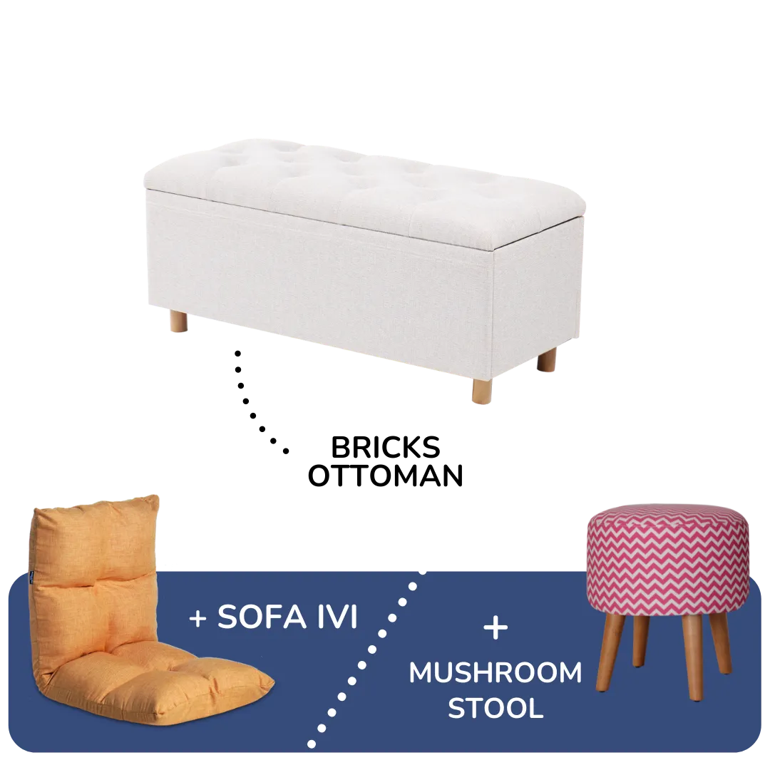 Procella Sofa Bricks Ottoman + Sofa IVI / Mushroom Stool