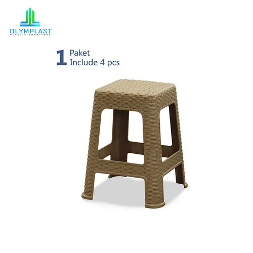 Square Chair - Kursi Bakso Plastik / Rattan Stool Chair - 4pcs