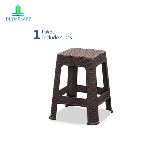 Square Chair - Kursi Bakso Plastik / Rattan Stool Chair - 4pcs