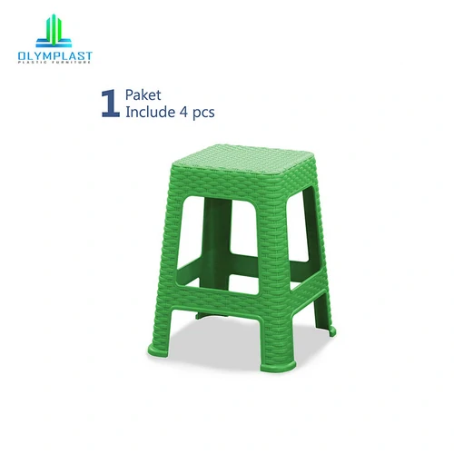 Square Chair - Kursi Bakso Plastik / Rattan Stool Chair - 4pcs