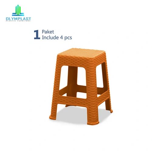 Square Chair - Kursi Bakso Plastik / Rattan Stool Chair - 4pcs