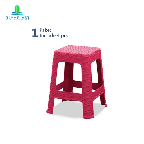 Square Chair - Kursi Bakso Plastik / Rattan Stool Chair - 4pcs