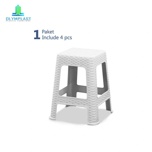 Square Chair - Kursi Bakso Plastik / Rattan Stool Chair - 4pcs
