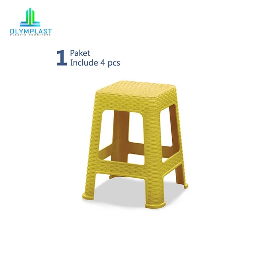 Square Chair - Kursi Bakso Plastik / Rattan Stool Chair - 4pcs