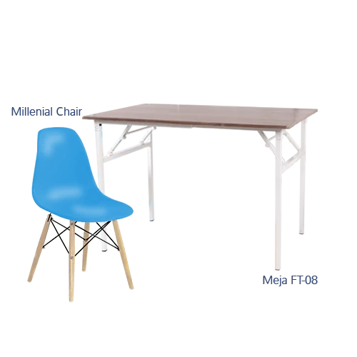 Paket Hemat Meja Kursi D - Set Meja Kursi Olympic Olymplast - FT 08 & Milenial Chair