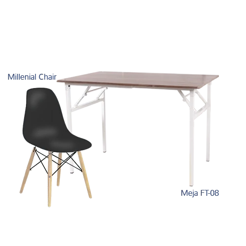 Paket Hemat Meja Kursi D - Set Meja Kursi Olympic Olymplast - FT 08 & Milenial Chair