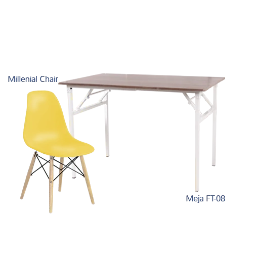Paket Hemat Meja Kursi D - Set Meja Kursi Olympic Olymplast - FT 08 & Milenial Chair