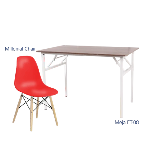 Paket Hemat Meja Kursi D - Set Meja Kursi Olympic Olymplast - FT 08 & Milenial Chair