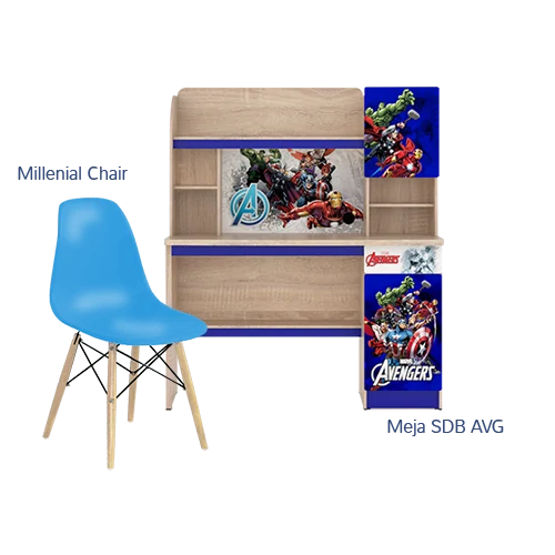 Paket Hemat E - Set Meja Kursi Olympic Olymplast - SDB Avengers & Milenial Chair