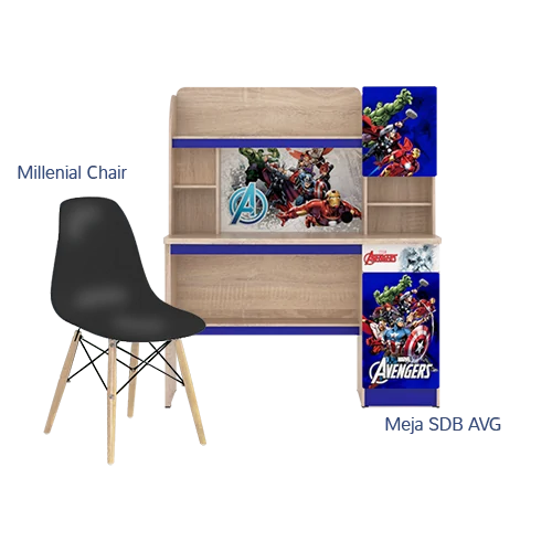 Paket Hemat E - Set Meja Kursi Olympic Olymplast - SDB Avengers & Milenial Chair