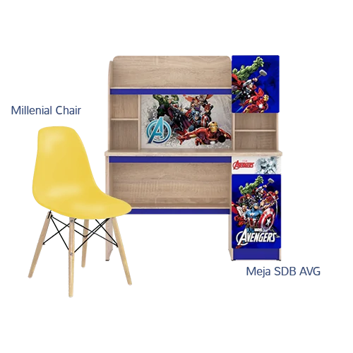 Paket Hemat E - Set Meja Kursi Olympic Olymplast - SDB Avengers & Milenial Chair