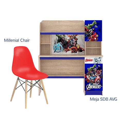 Paket Hemat E - Set Meja Kursi Olympic Olymplast - SDB Avengers & Milenial Chair