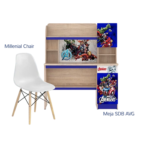 Paket Hemat E - Set Meja Kursi Olympic Olymplast - SDB Avengers & Milenial Chair