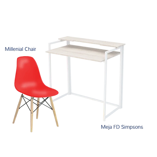 Paket Hemat Starterpack F - Set Meja Kursi Olympic Olymplast - FD Simpsons & Milenial Chair