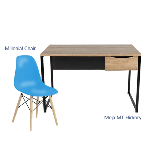 Paket Hemat Meja Kursi H - Set Meja Kursi Olympic Olymplast - MT Hickory & Milenial Chair