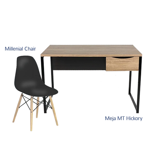 Paket Hemat Meja Kursi H - Set Meja Kursi Olympic Olymplast - MT Hickory & Milenial Chair