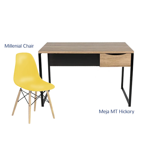 Paket Hemat Meja Kursi H - Set Meja Kursi Olympic Olymplast - MT Hickory & Milenial Chair