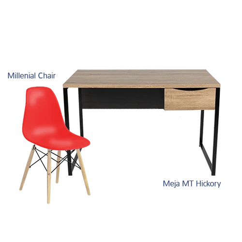 Paket Hemat Meja Kursi H - Set Meja Kursi Olympic Olymplast - MT Hickory & Milenial Chair
