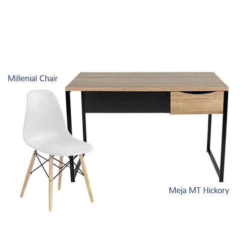Paket Hemat Meja Kursi H - Set Meja Kursi Olympic Olymplast - MT Hickory & Milenial Chair