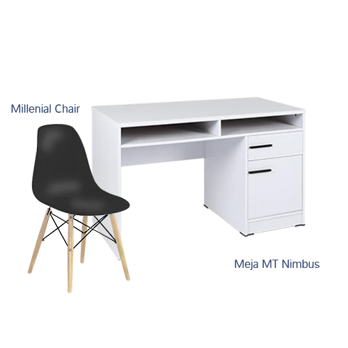 Paket Hemat Meja Kursi I - Set Meja Kursi Olympic Olymplast - MT Nimbus & Milenial Chair