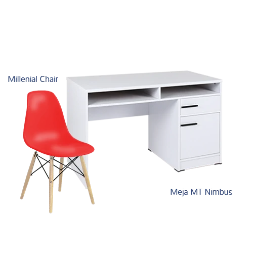 Paket Hemat Meja Kursi I - Set Meja Kursi Olympic Olymplast - MT Nimbus & Milenial Chair