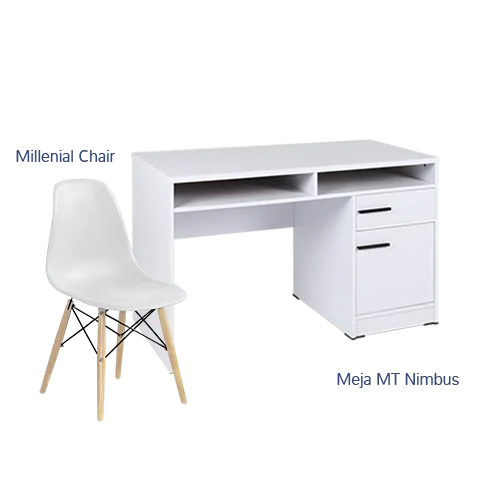 Paket Hemat Meja Kursi I - Set Meja Kursi Olympic Olymplast - MT Nimbus & Milenial Chair