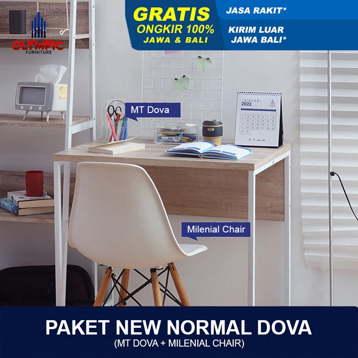 Paket Hemat Dova - Set Meja Kursi Olympic Olymplast - MT Dova & Milenial Chair