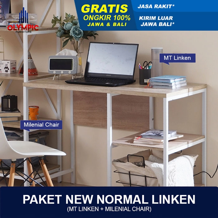 Paket Hemat Linken - Set Meja Kursi Olympic Olymplast - MT Linken & Milenial Chair