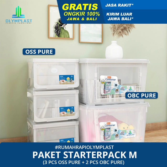 Paket Hemat Starterpack M - Tempat Penyimpanan Oymplast - OSS Pure 3pcs & OBC 2 Pcs