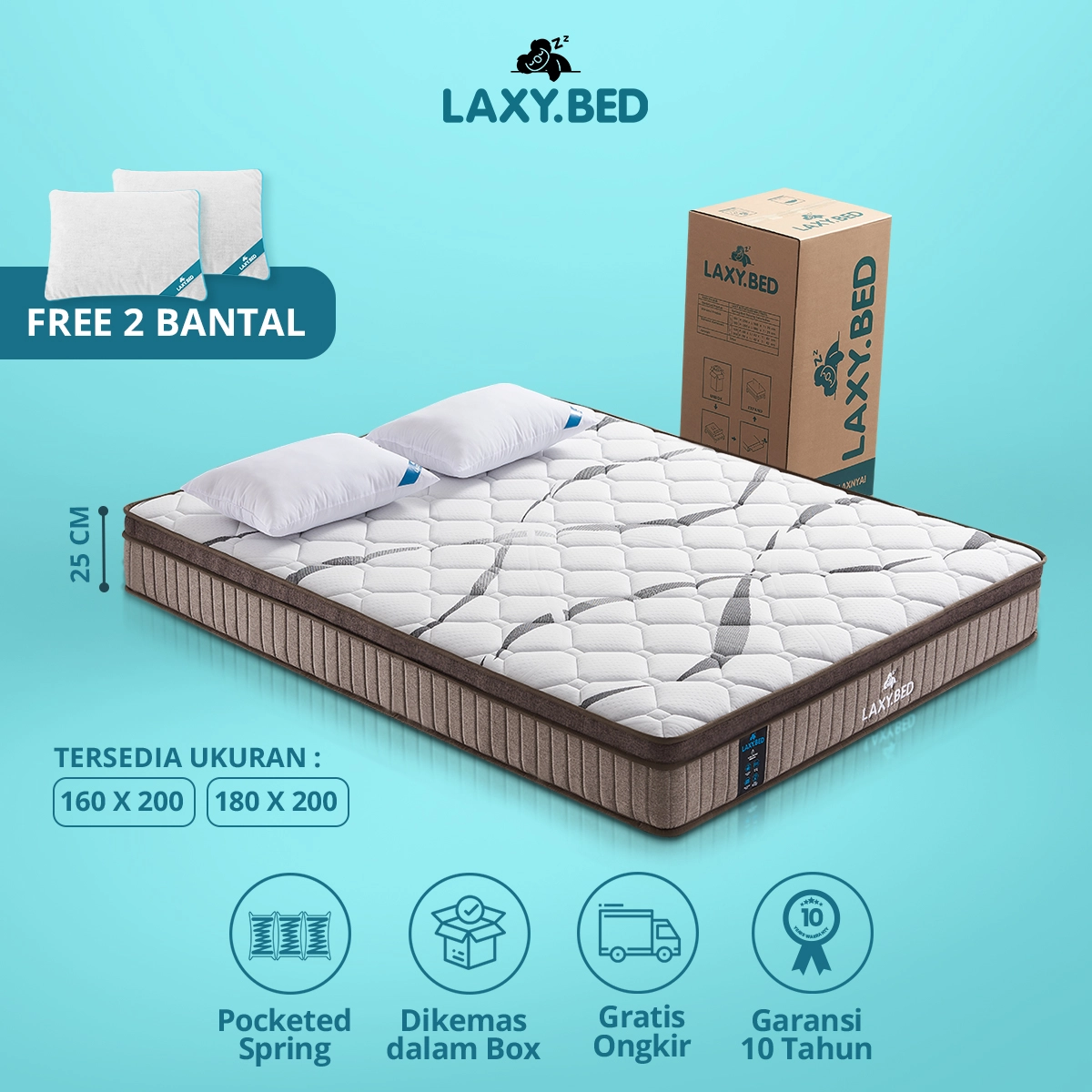 Laxy Bed Springbed Pocket dalam Box - Springbed Vakum gallery 1