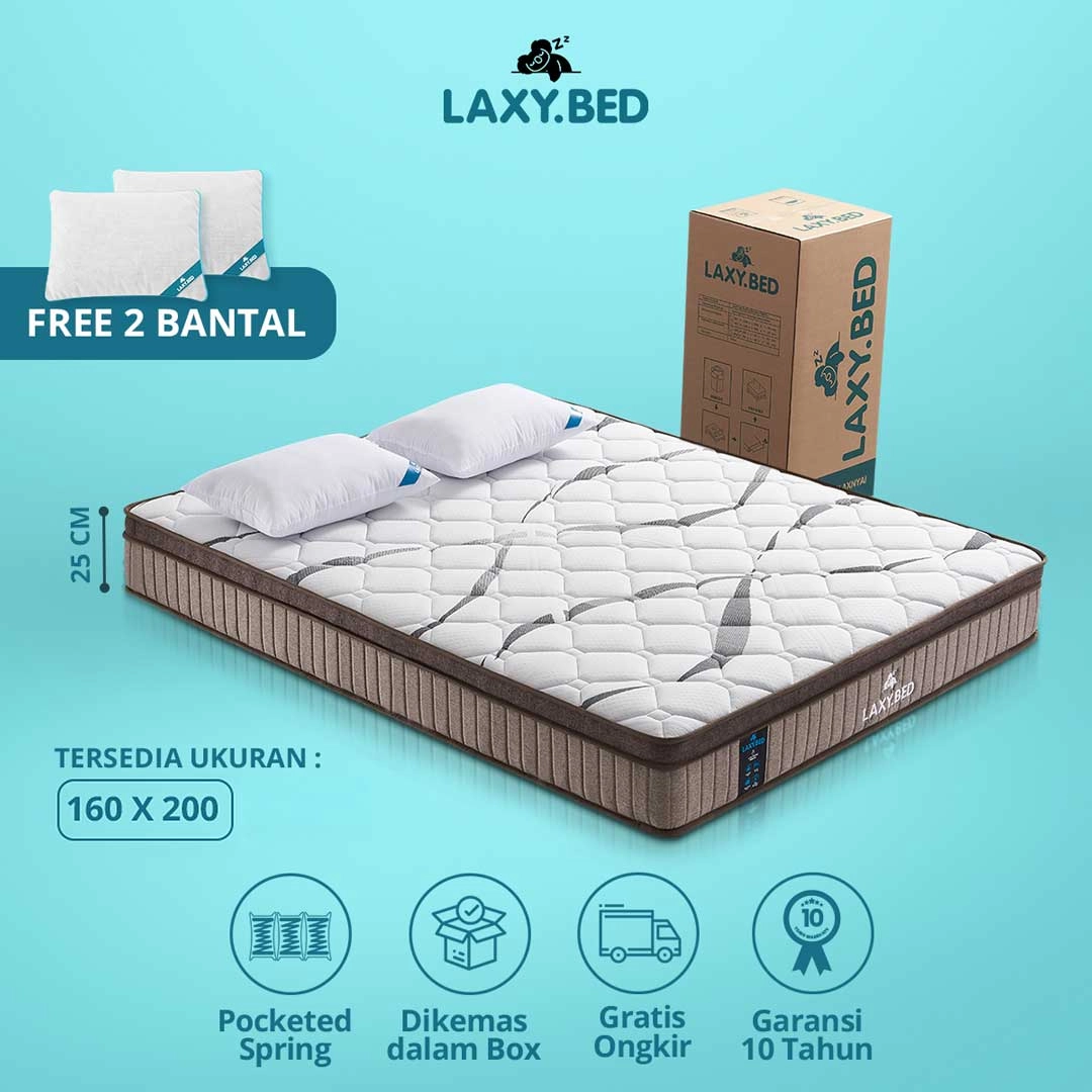 Laxy Bed Springbed Pocket dalam Box - Springbed Vakum