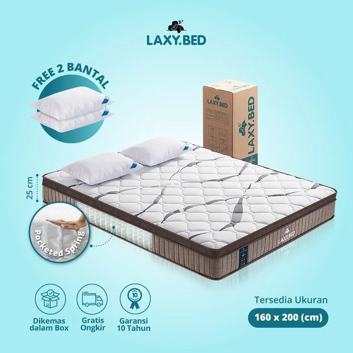 Laxy Bed Springbed Pocket dalam Box - Springbed Vakum