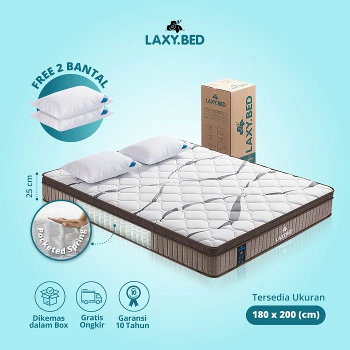 Laxy Bed Springbed Pocket dalam Box - Springbed Vakum