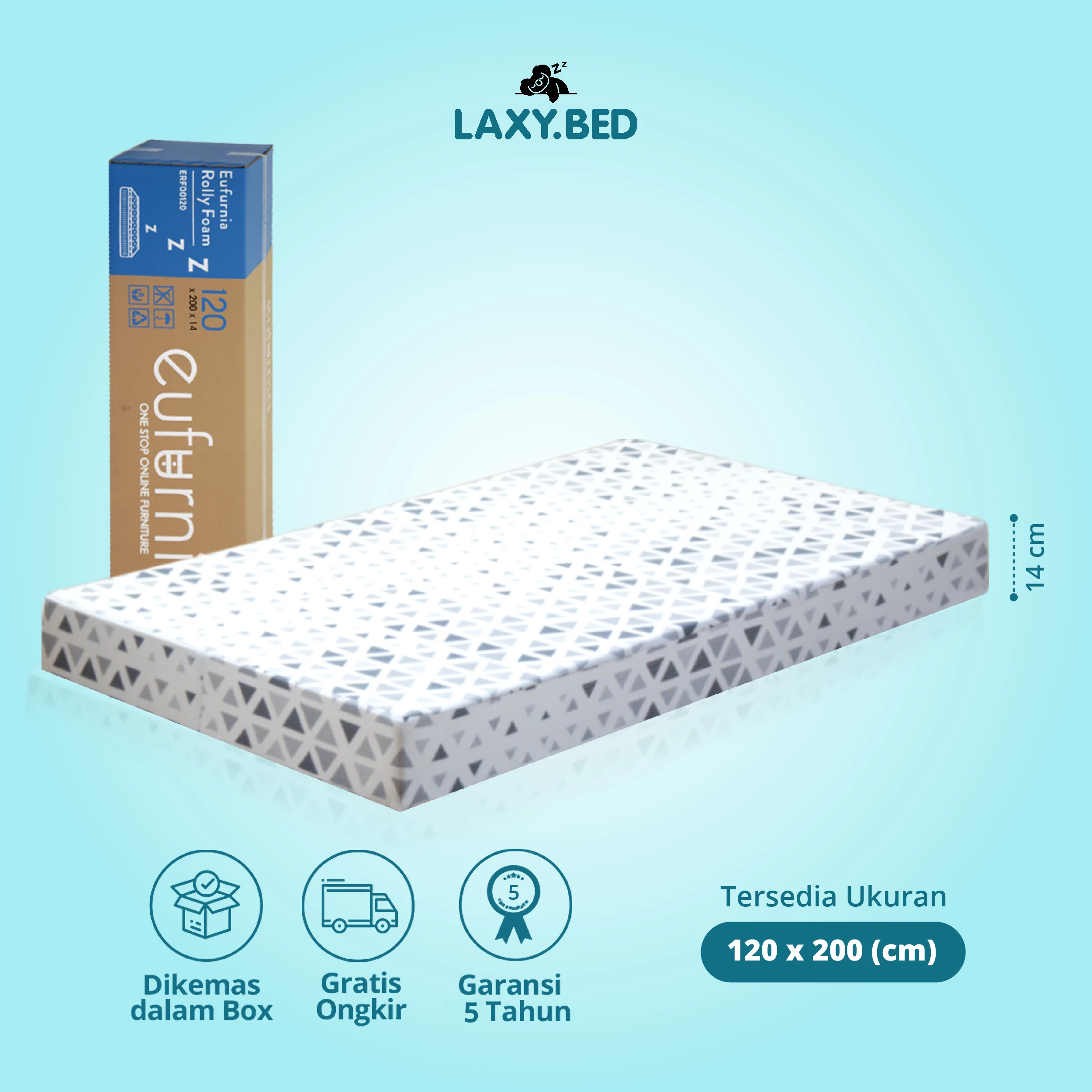 Laxy Bed Rolly Foam - Kasur Busa Vakum - Kasur Gulung - EUFURNIA Rolly Foam