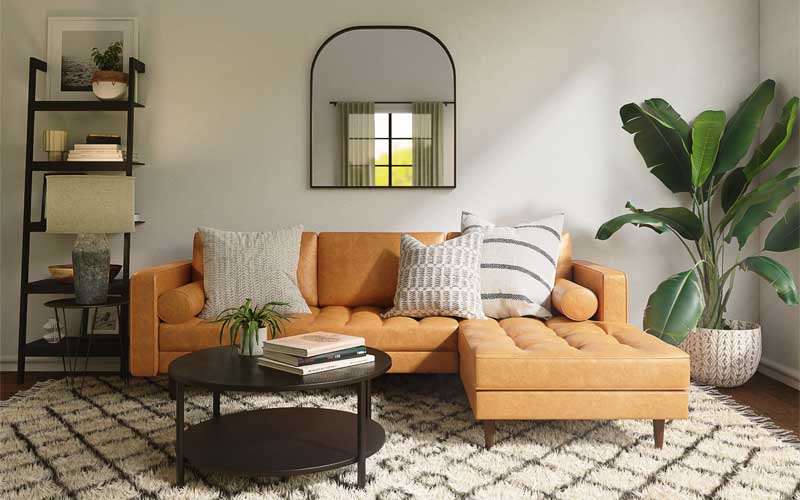 Desain Ruang Tamu dengan Sofa Berbentuk L